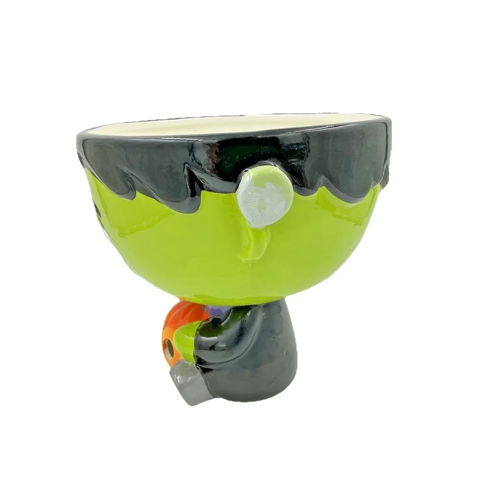 Jack O' Lantern Lane Frankenstein Lighted Bowl Pumpkin Pedestal NWT